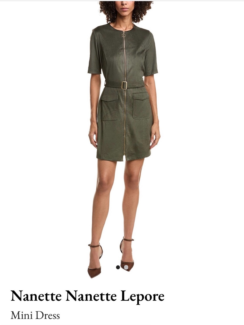 Nanette Lepore Olive Green Zip-Belt Mini Skirt